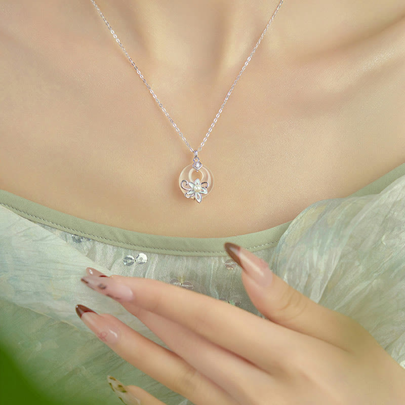 KarmaRipple's Chalcedony Peace Buckle 999 Sterling Silver Lotus Positive Pendant Necklace p10