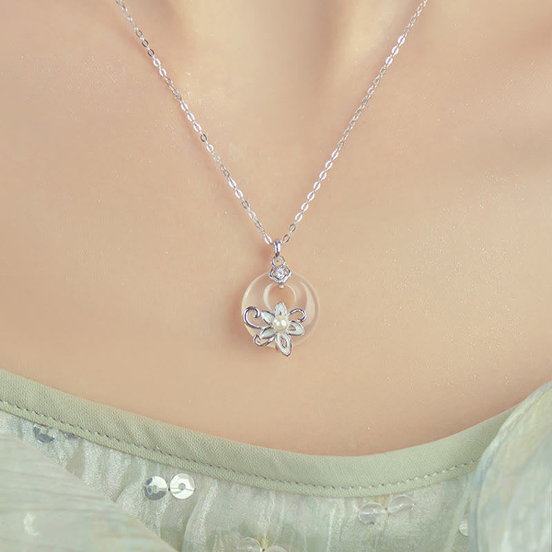 KarmaRipple's Chalcedony Peace Buckle 999 Sterling Silver Lotus Positive Pendant Necklace p5