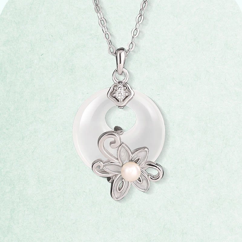 KarmaRipple's Chalcedony Peace Buckle 999 Sterling Silver Lotus Positive Pendant Necklace p3