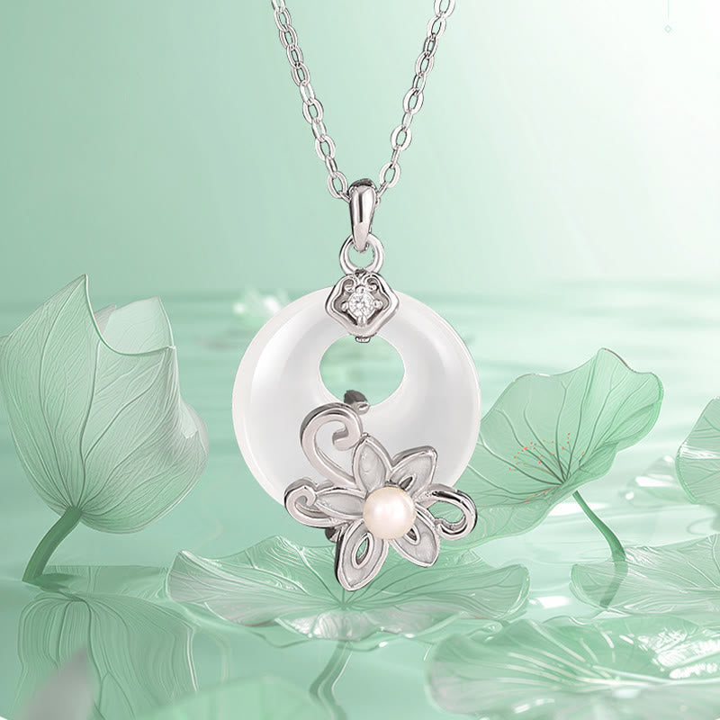 KarmaRipple's Chalcedony Peace Buckle 999 Sterling Silver Lotus Positive Pendant Necklace p2