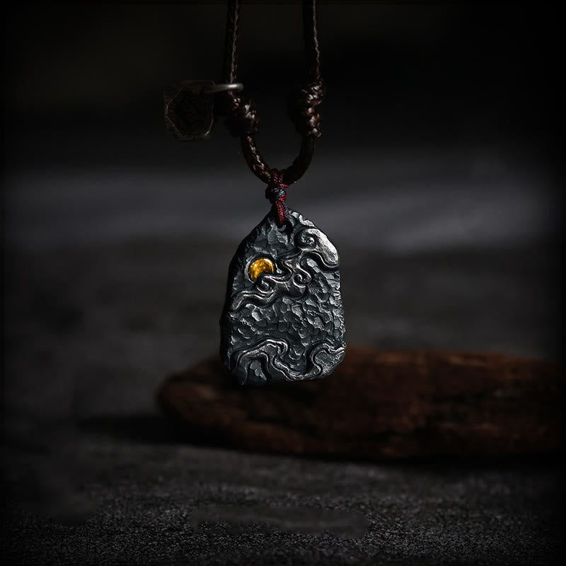 KarmaRipple's 999 Sterling Silver 24k Gold Auspicious Clouds Protection Pendant Necklace p7