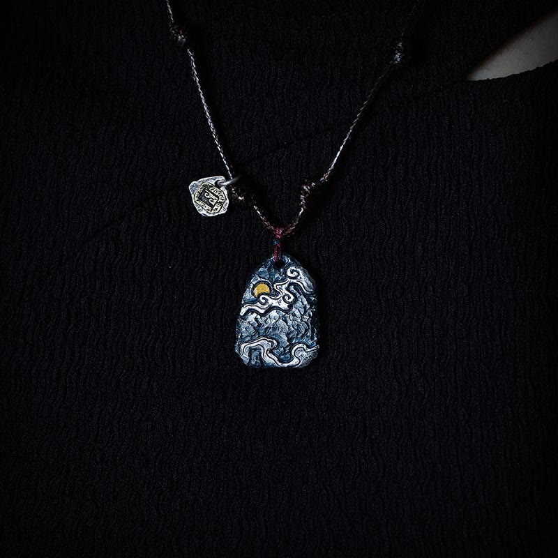 KarmaRipple's 999 Sterling Silver 24k Gold Auspicious Clouds Protection Pendant Necklace p5