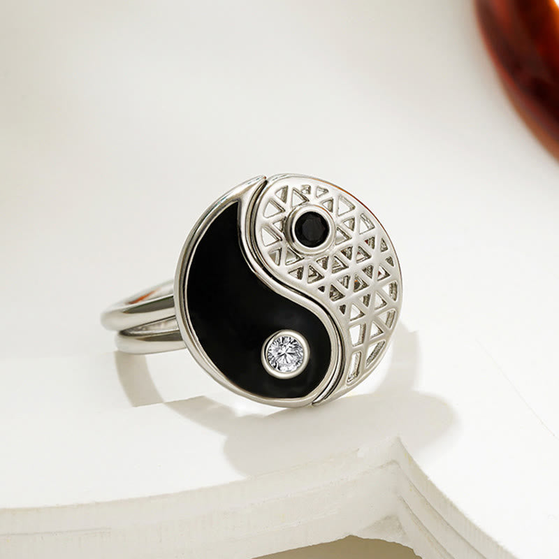 KarmaRipple's Yin Yang Titanium Steel Cuff Balance Pair Ring p1