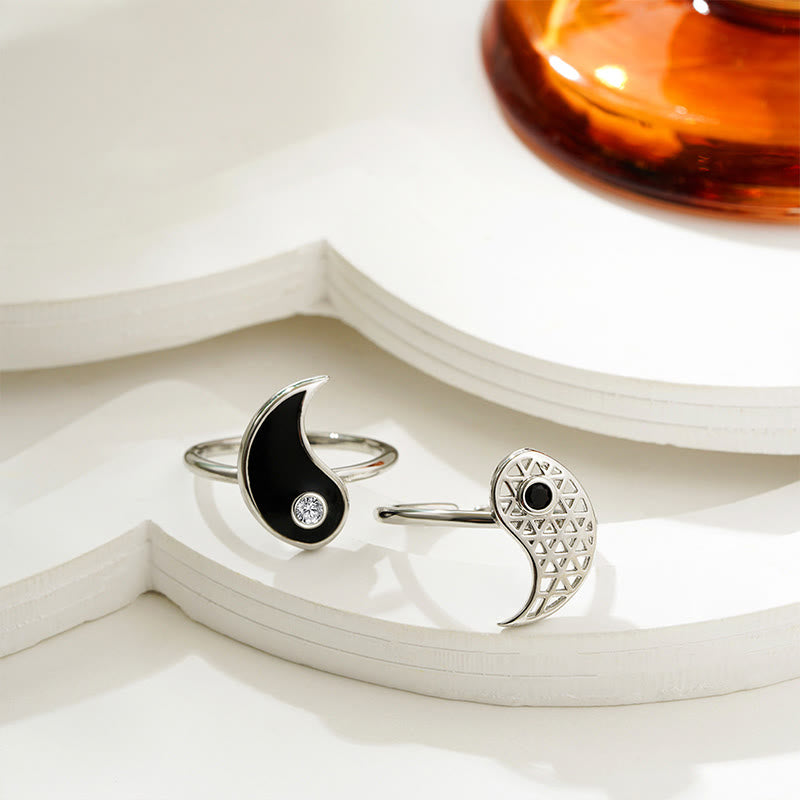 KarmaRipple's Yin Yang Titanium Steel Cuff Balance Pair Ring p3