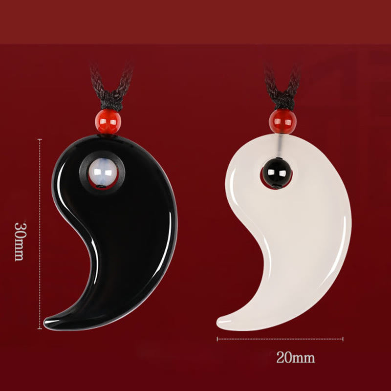 KarmaRipple's Black Onyx Ivory Agate Yin Yang Tai Chi Diagram Fortune Pair Pendant Necklace p8