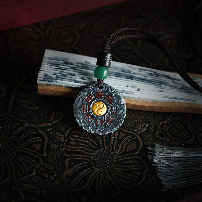 KarmaRipple's 999 Sterling Silver 24k Gold Bagua Tai Chi Yin Yang Design Mountain Ghosts Spend Money Balance Pendant Necklace p5