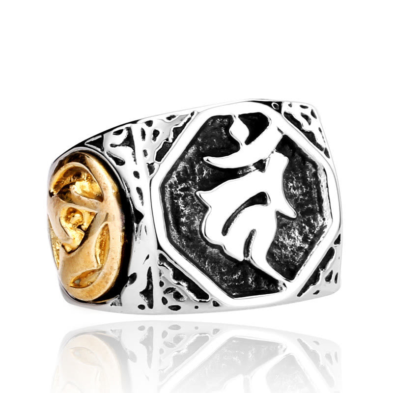 KarmaRipple's Tibetan Titanium Steel Greeting Hand Sword Sign Sanskrit Balance Ring p2