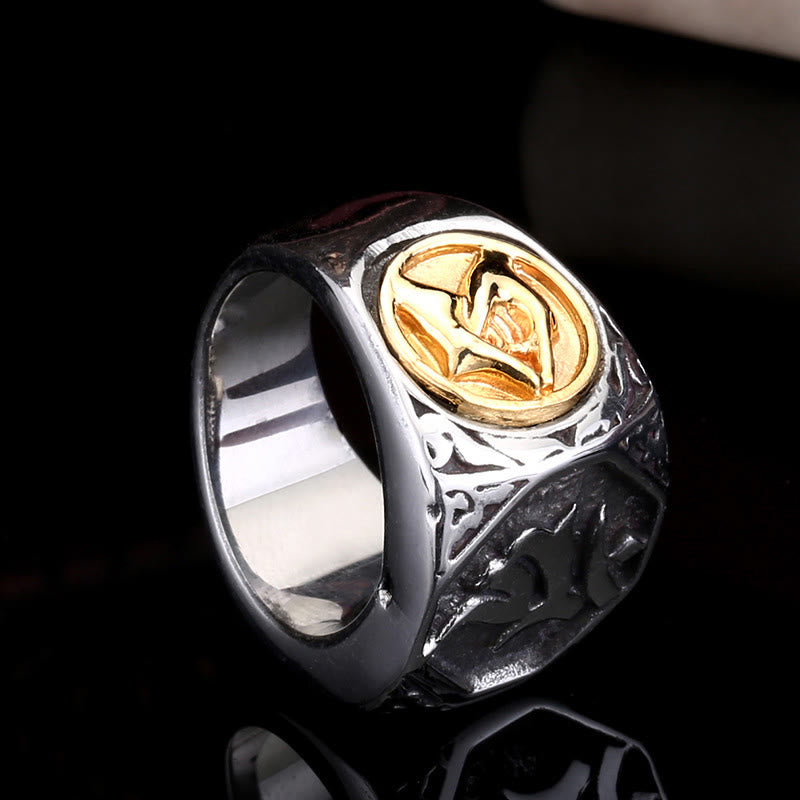 KarmaRipple's Tibetan Titanium Steel Greeting Hand Sword Sign Sanskrit Balance Ring p4