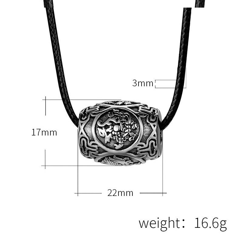 KarmaRipple's Tibetan Om Mani Padme Hum Four Mythical Beasts Titanium Steel Wisdom Pendant Necklace p8