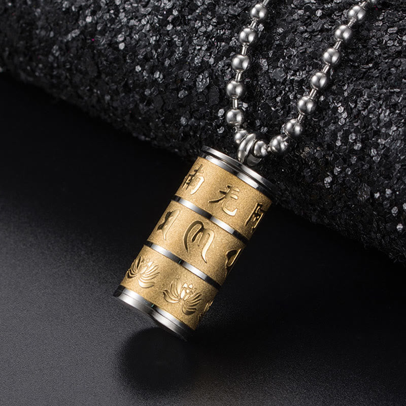 KarmaRipple's Tibetan Om Mani Padme Hum Lotus Pattern Prayer Wheel Titanium Steel Peace Pendant Necklace p15
