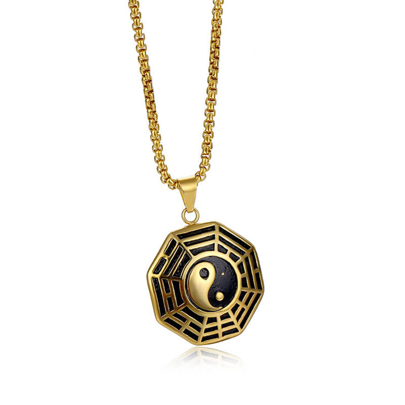 KarmaRipple's Titanium Steel Bagua Yin Yang Pattern Balance Pendant Necklace p5