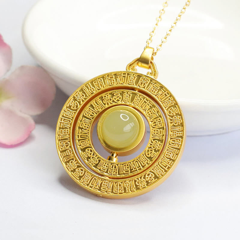 KarmaRipple's Hetian Jade Hundred Blessings Fu Character Fortune Rotatable Pendant Necklace p1