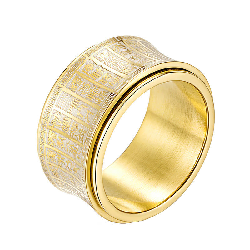 KarmaRipple's Tibetan Seal Script Golden Light Mantra Titanium Steel Spinner Balance Ring p6