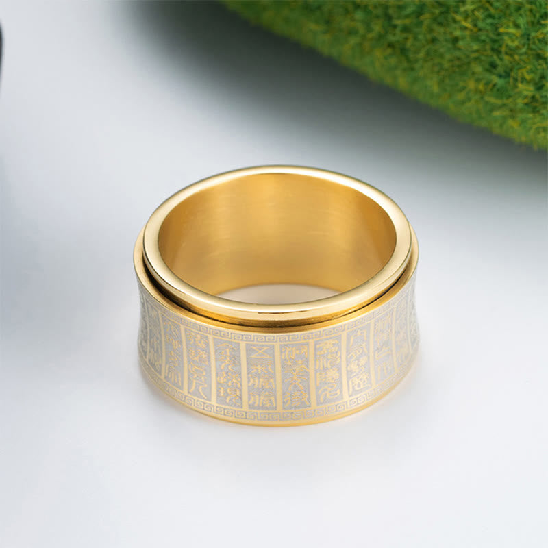 KarmaRipple's Tibetan Seal Script Golden Light Mantra Titanium Steel Spinner Balance Ring p10