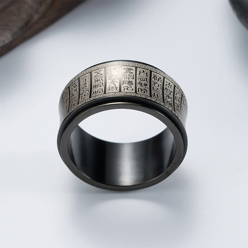 KarmaRipple's Tibetan Seal Script Golden Light Mantra Titanium Steel Spinner Balance Ring p12