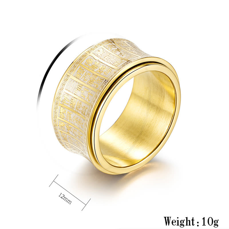 KarmaRipple's Tibetan Seal Script Golden Light Mantra Titanium Steel Spinner Balance Ring p9