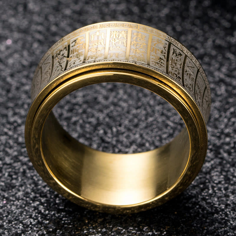 KarmaRipple's Tibetan Seal Script Golden Light Mantra Titanium Steel Spinner Balance Ring p3