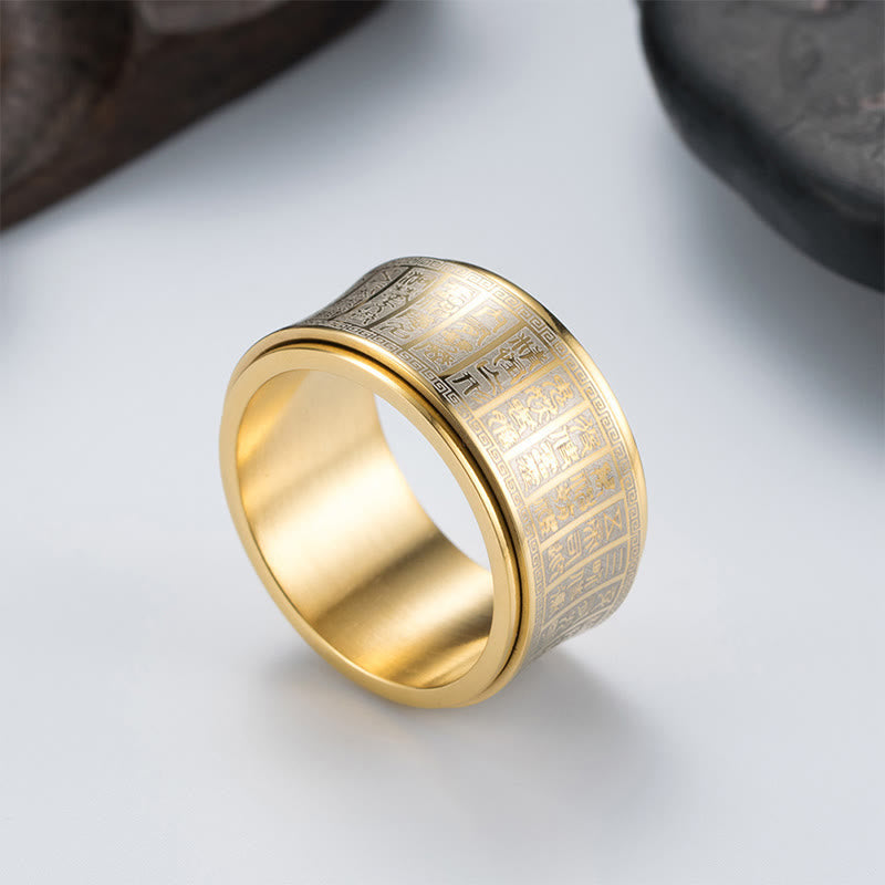 KarmaRipple's Tibetan Seal Script Golden Light Mantra Titanium Steel Spinner Balance Ring p4