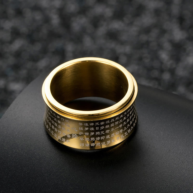 KarmaRipple's Tibetan Miniature Scriptures Heart Sutra Titanium Steel Spinner Balance Ring p22