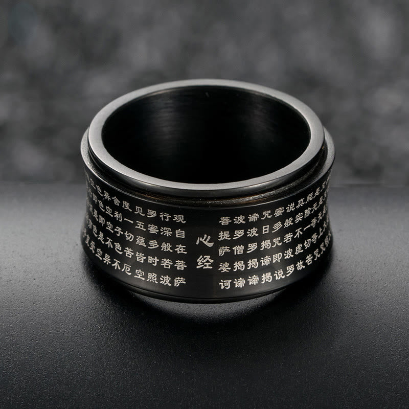 KarmaRipple's Tibetan Miniature Scriptures Heart Sutra Titanium Steel Spinner Balance Ring p1