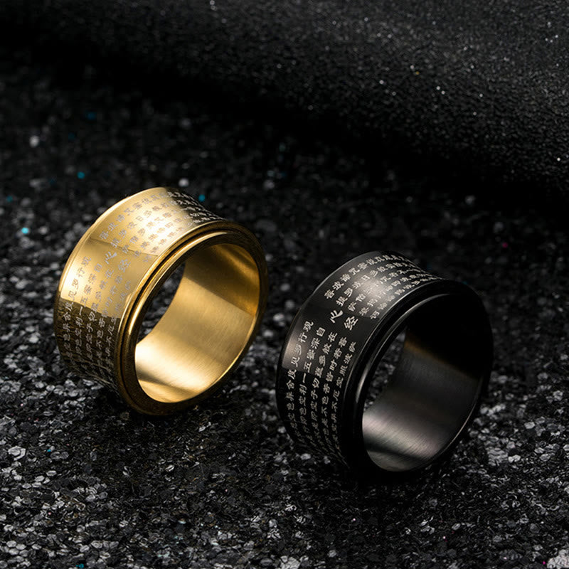 KarmaRipple's Tibetan Miniature Scriptures Heart Sutra Titanium Steel Spinner Balance Ring p12