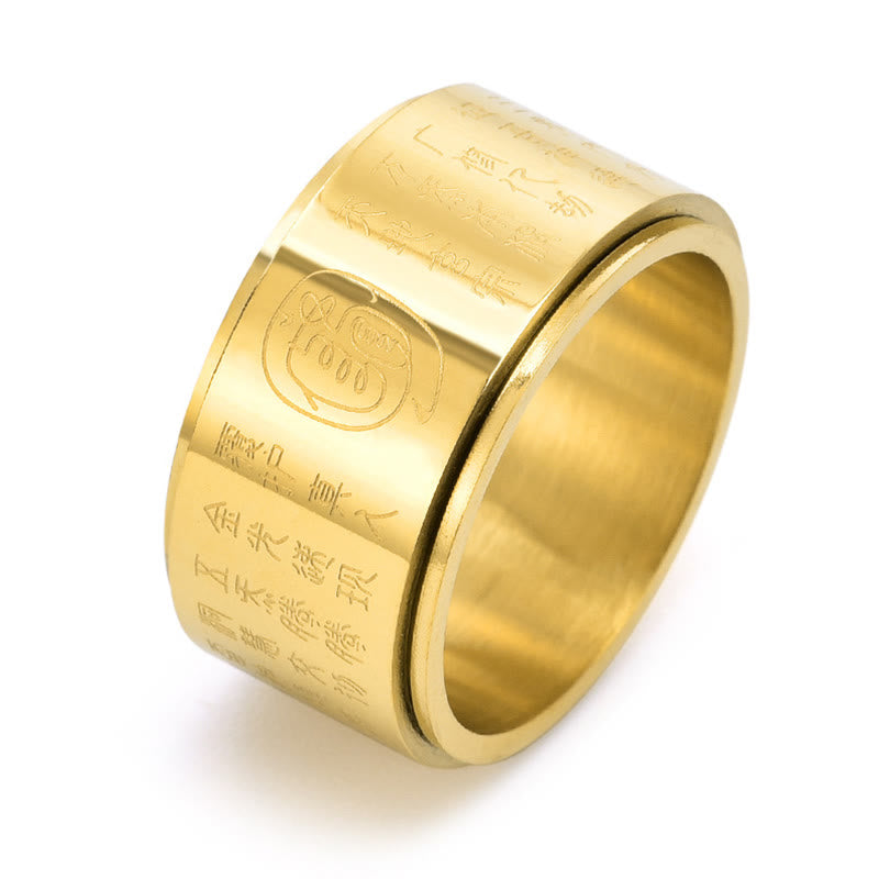 KarmaRipple's Tibetan Golden Light Mantra Titanium Steel Smooth Surface Spinner Balance Ring p19