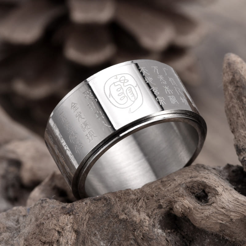 KarmaRipple's Tibetan Golden Light Mantra Titanium Steel Smooth Surface Spinner Balance Ring p12