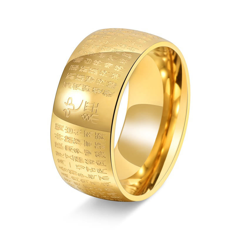 KarmaRipple's Tibetan Seal Heart Sutra Titanium Steel Balance Ring p8
