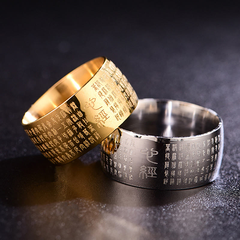 KarmaRipple's Tibetan Seal Heart Sutra Titanium Steel Balance Ring p20