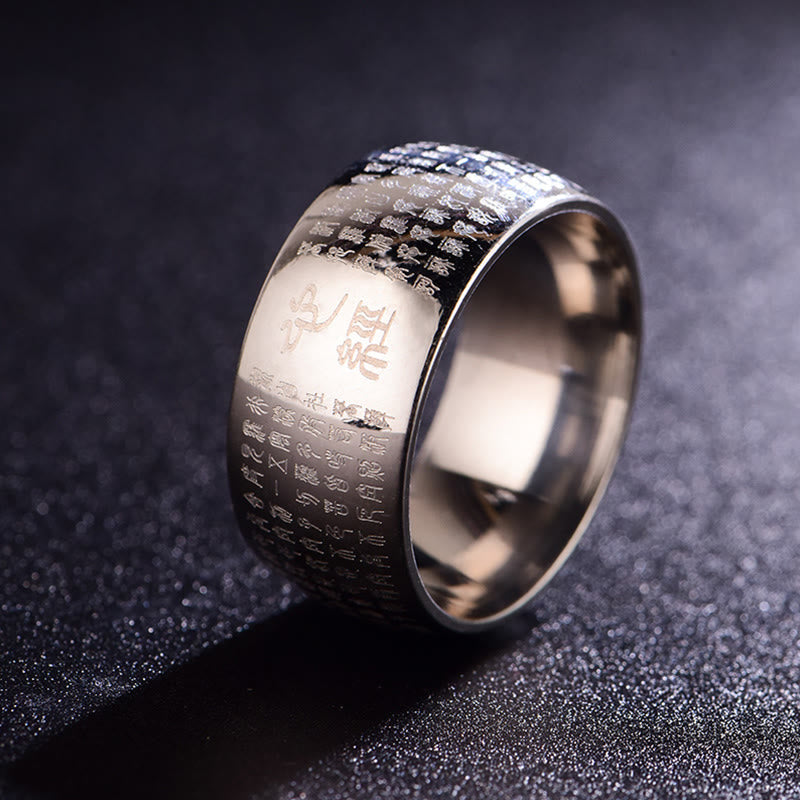 KarmaRipple's Tibetan Seal Heart Sutra Titanium Steel Balance Ring p2