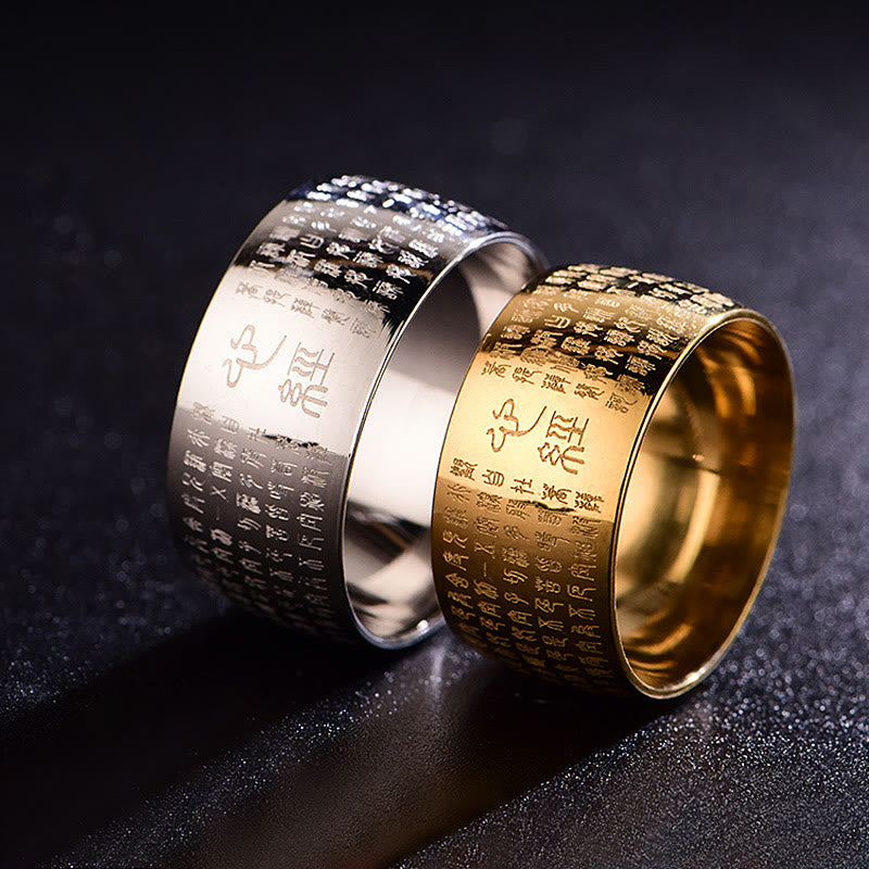 KarmaRipple's Tibetan Seal Heart Sutra Titanium Steel Balance Ring p24