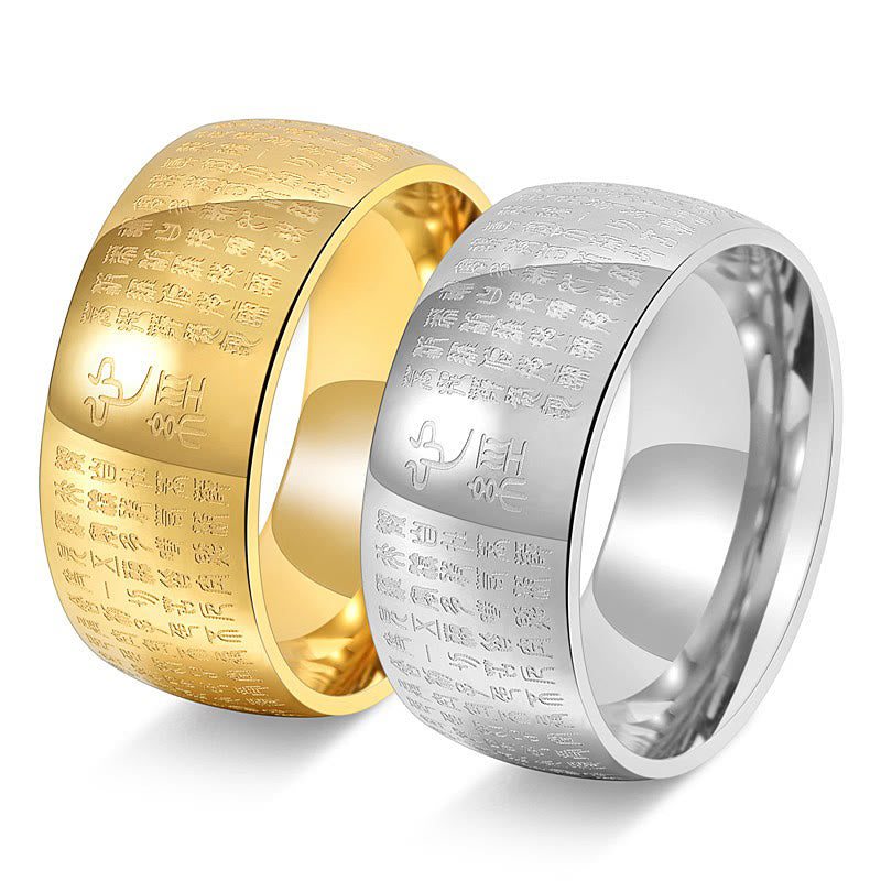 KarmaRipple's Tibetan Seal Heart Sutra Titanium Steel Balance Ring p15