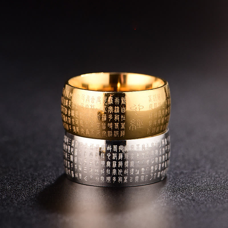 KarmaRipple's Tibetan Seal Heart Sutra Titanium Steel Balance Ring p16