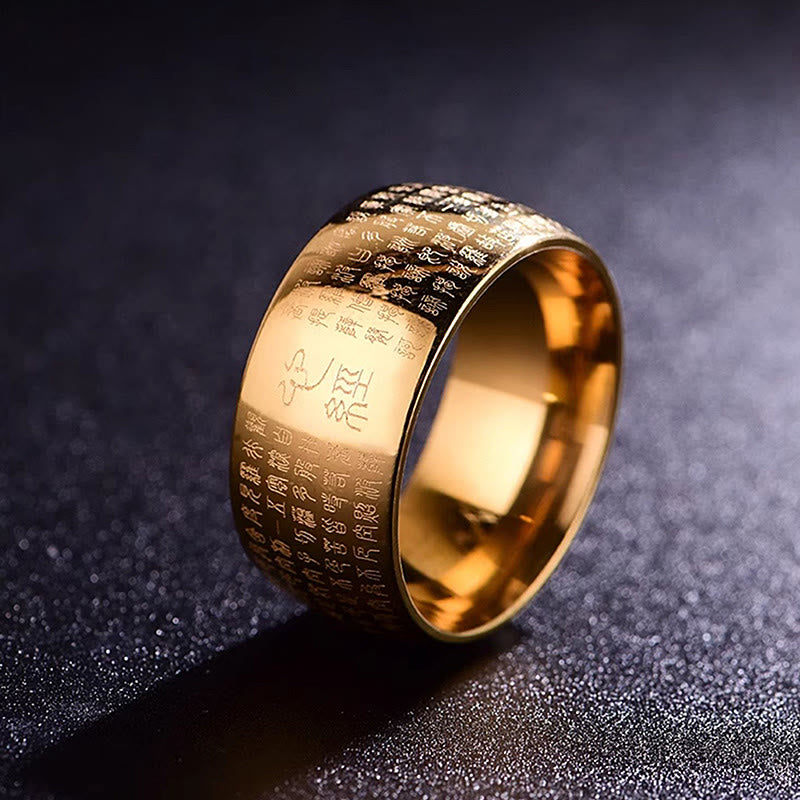 KarmaRipple's Tibetan Seal Heart Sutra Titanium Steel Balance Ring p1