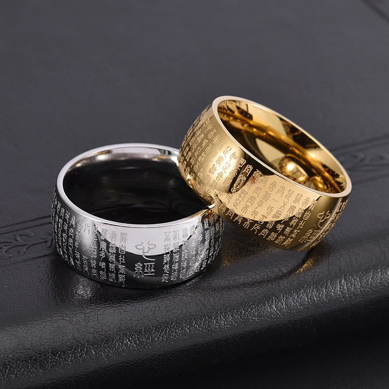 KarmaRipple's Tibetan Seal Heart Sutra Titanium Steel Balance Ring p18