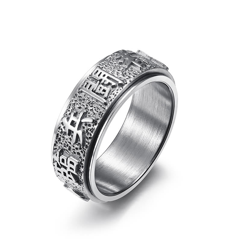 KarmaRipple's Tibetan The Nine-word Mantra Yin Yang Pattern Titanium Steel Spinner Balance Ring p23