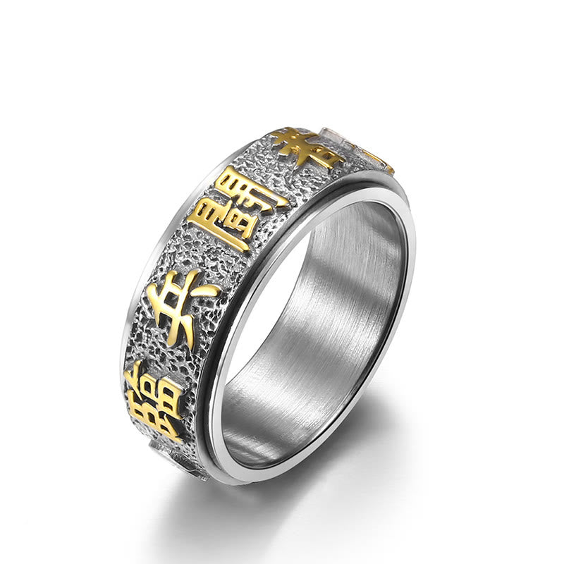 KarmaRipple's Tibetan The Nine-word Mantra Yin Yang Pattern Titanium Steel Spinner Balance Ring p7