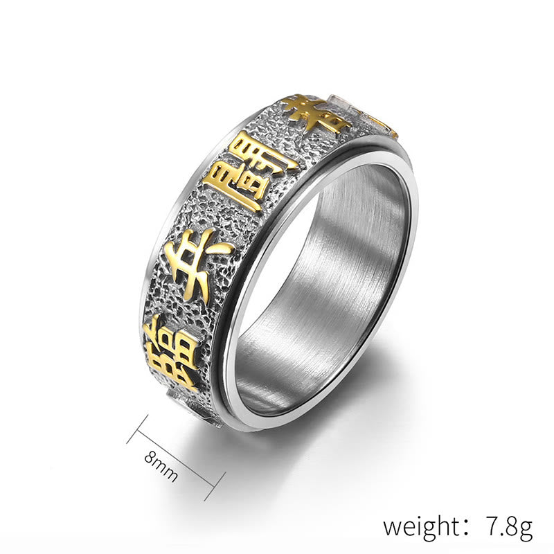 KarmaRipple's Tibetan The Nine-word Mantra Yin Yang Pattern Titanium Steel Spinner Balance Ring p11