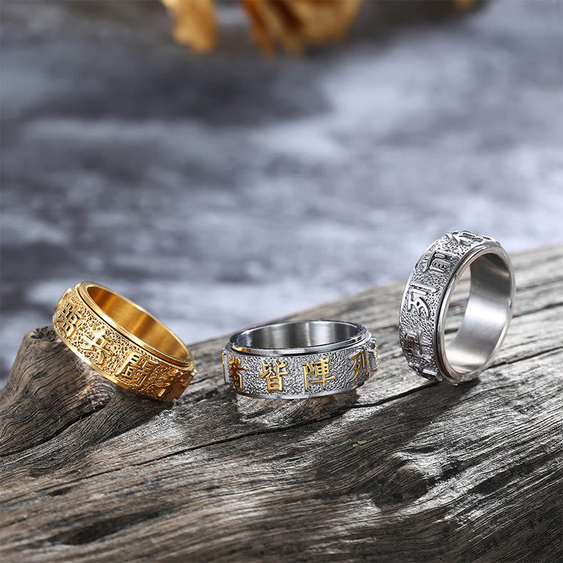 KarmaRipple's Tibetan The Nine-word Mantra Yin Yang Pattern Titanium Steel Spinner Balance Ring p13