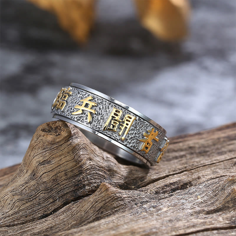 KarmaRipple's Tibetan The Nine-word Mantra Yin Yang Pattern Titanium Steel Spinner Balance Ring p6