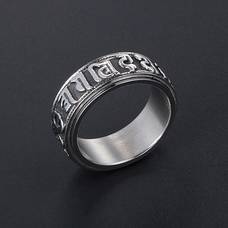 KarmaRipple's Tibetan Om Mani Padme Hum Titanium Steel Spinner Balance Ring p20