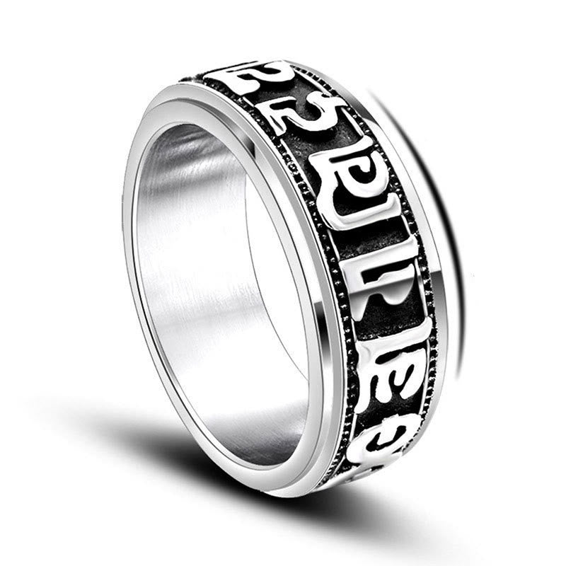 KarmaRipple's Tibetan Om Mani Padme Hum Titanium Steel Spinner Balance Ring p11