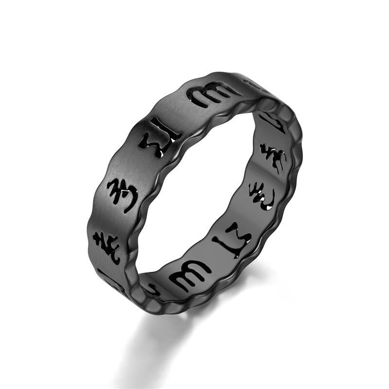 KarmaRipple's Tibetan Hollow Om Mani Padme Hum Titanium Steel Balance Ring p3