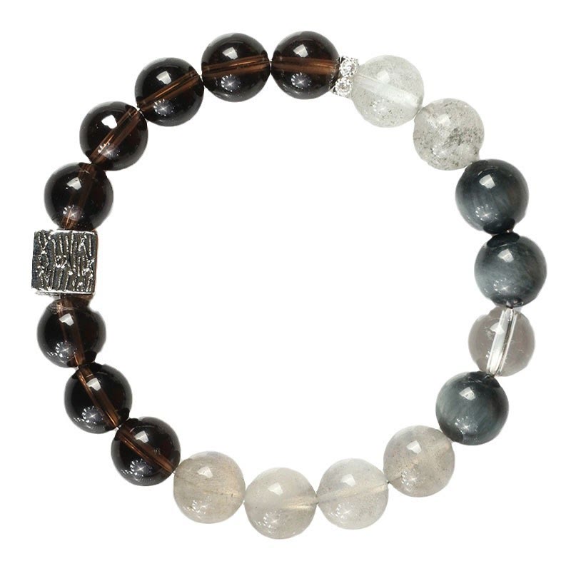 KarmaRipple's Black Obsidian Black Rutilated Quartz Moonstone Cube Strength Bracelet p17