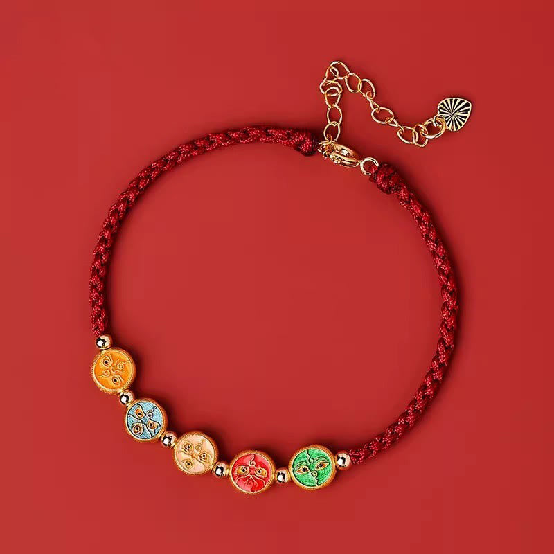 KarmaRipple's Red String 925 Sterling Silver Five Ways God Of Wealth Connection Bracelet p17