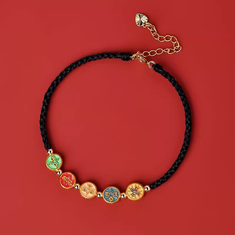 KarmaRipple's Red String 925 Sterling Silver Five Ways God Of Wealth Connection Bracelet p16