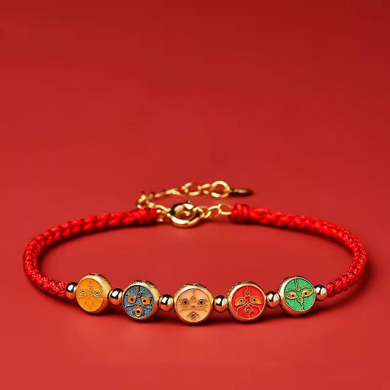 KarmaRipple's Red String 925 Sterling Silver Five Ways God Of Wealth Connection Bracelet p12