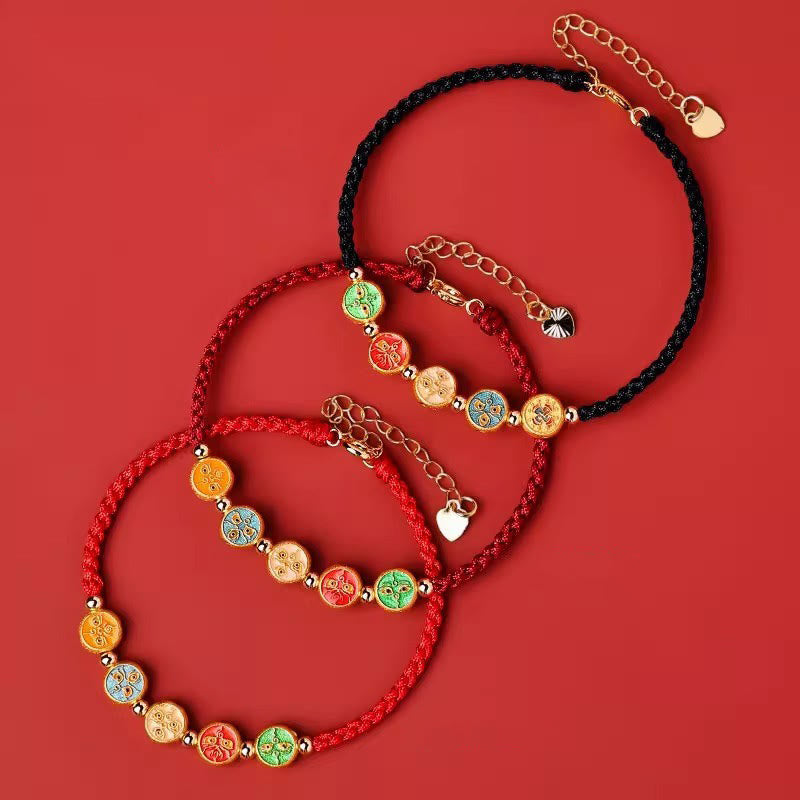 KarmaRipple's Red String 925 Sterling Silver Five Ways God Of Wealth Connection Bracelet p5