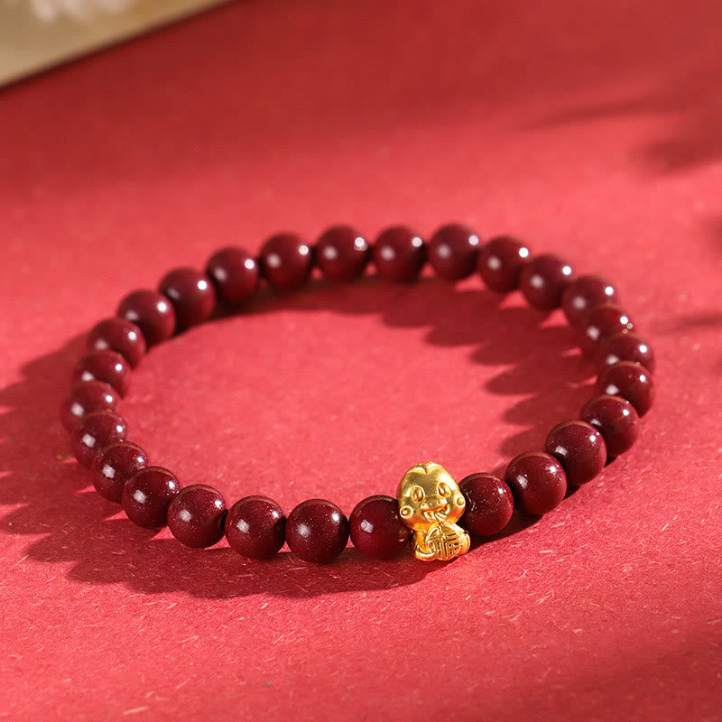 KarmaRipple's Cinnabar 999 Sterling Silver Fu Character Coin Gold Ingot Year of the Snake Calm Bracelet p3