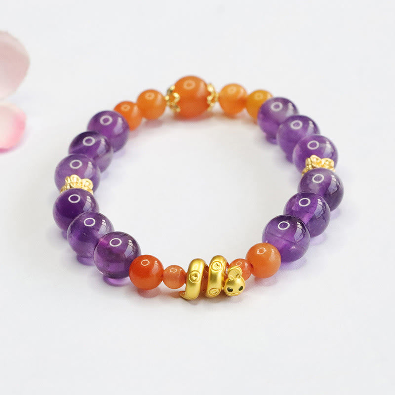KarmaRipple's Amethyst Golden Silk Jade Year of the Snake Balance Bracelet p1